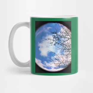 Planet Earth Environment with Blue Sky, White Cloud and Winter Tree Mug